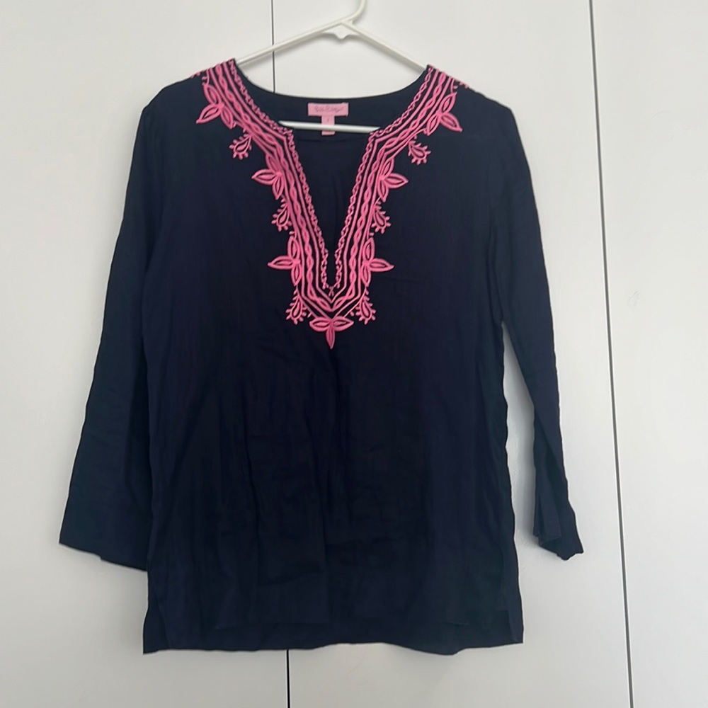 Lilly Pulitzer Amelia Island Linen Long Sleeve Tunic
